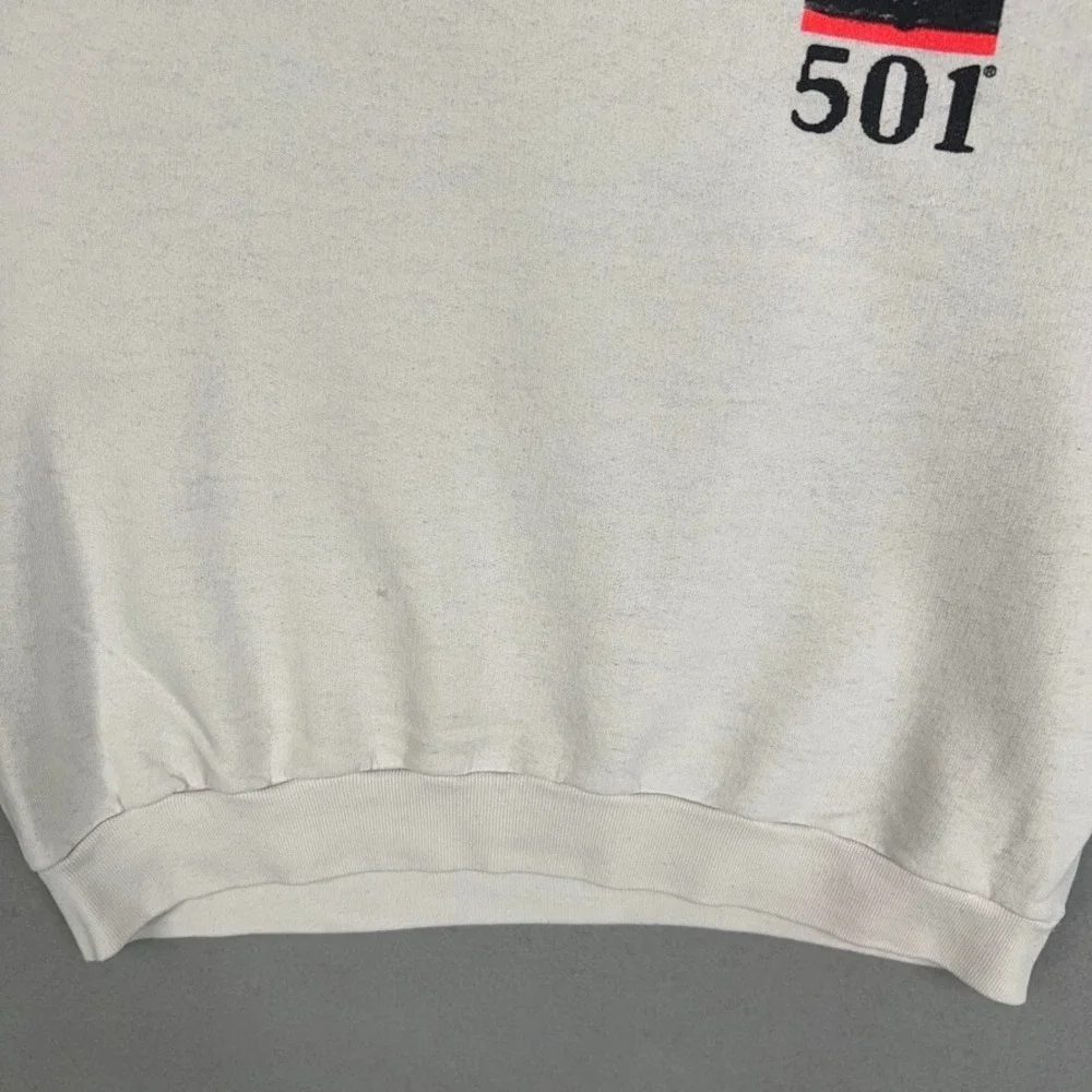 Vintage Levis Sweatshirt Mens Small White 501 Blues Pullover Double Sided 1988